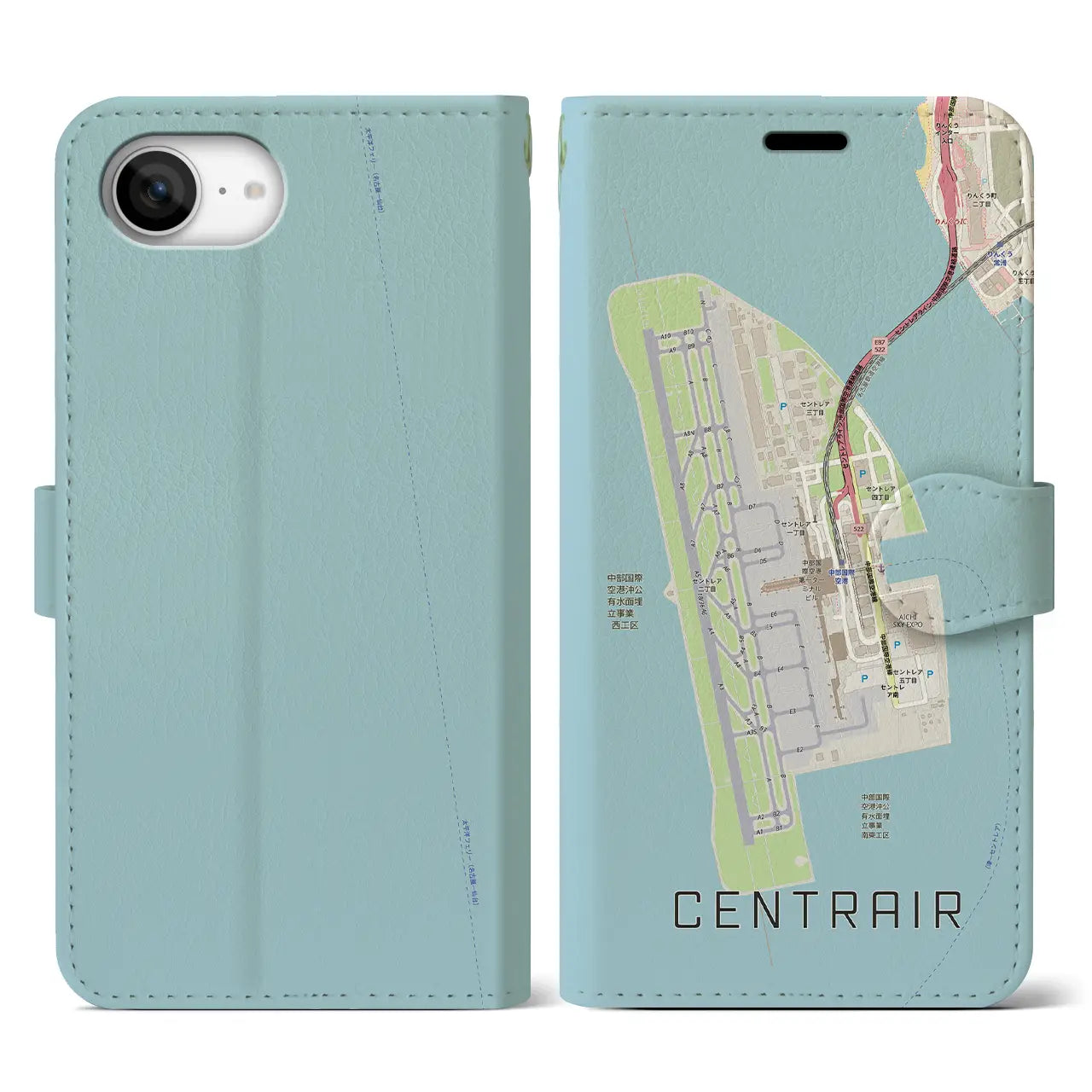【中部国際空港(愛知県)】地図柄iPhoneケース(手帳タイプ)