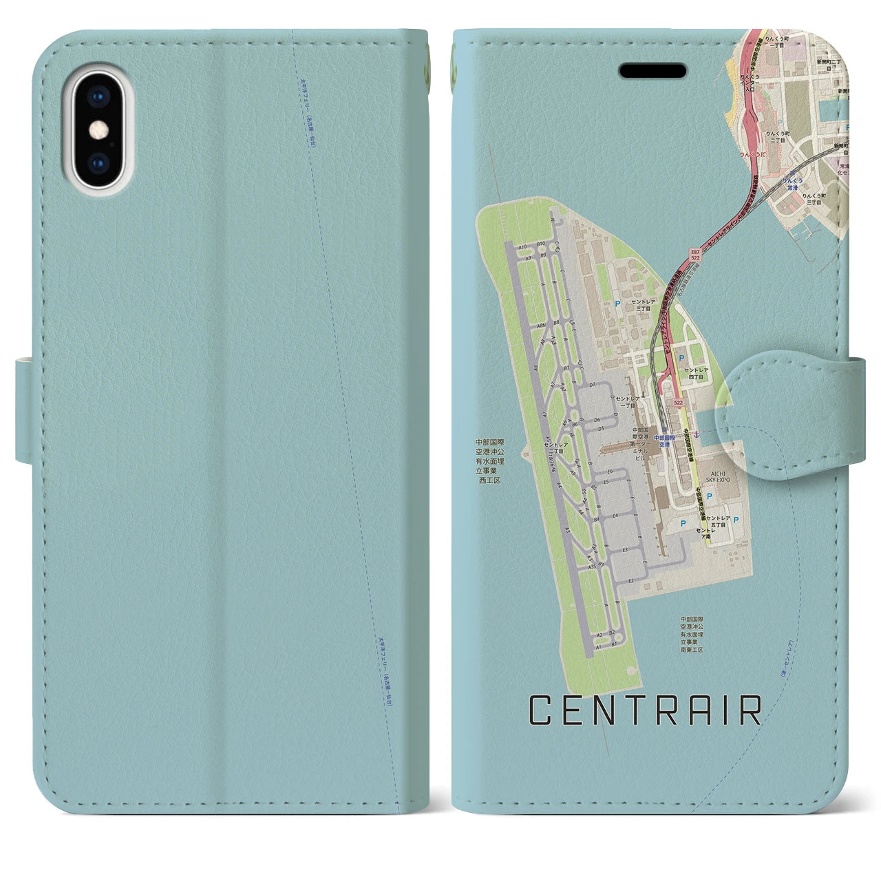 【中部国際空港(愛知県)】地図柄iPhoneケース(手帳タイプ)