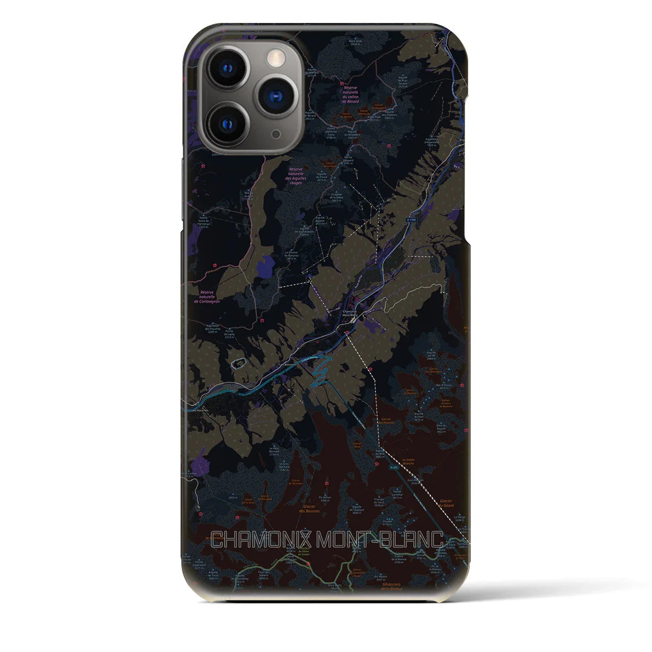 【シャモニー(フランス)】地図柄iPhoneケース(バックカバータイプ)