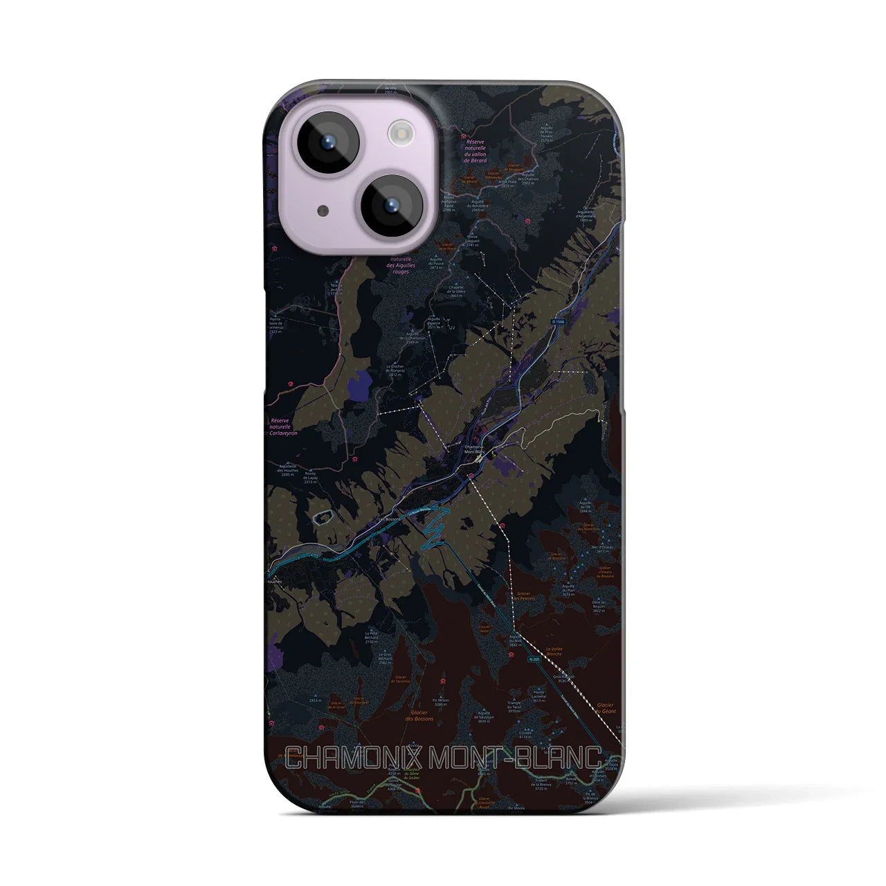 【シャモニー(フランス)】地図柄iPhoneケース(バックカバータイプ)