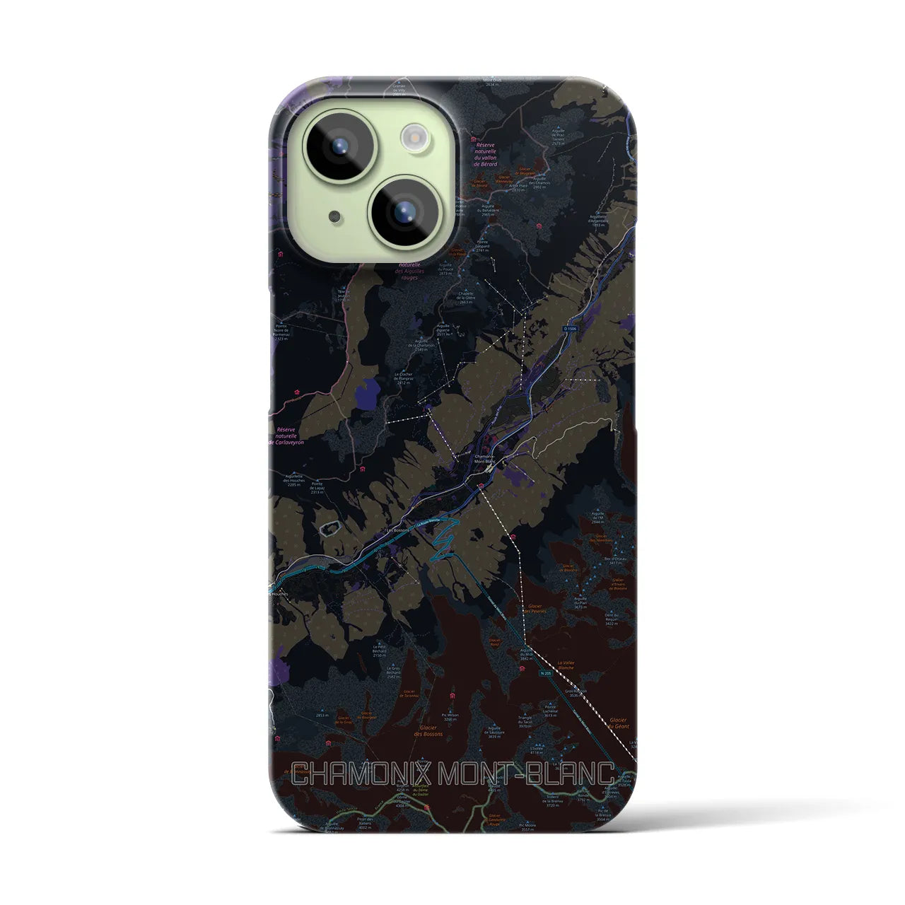【シャモニー(フランス)】地図柄iPhoneケース(バックカバータイプ)