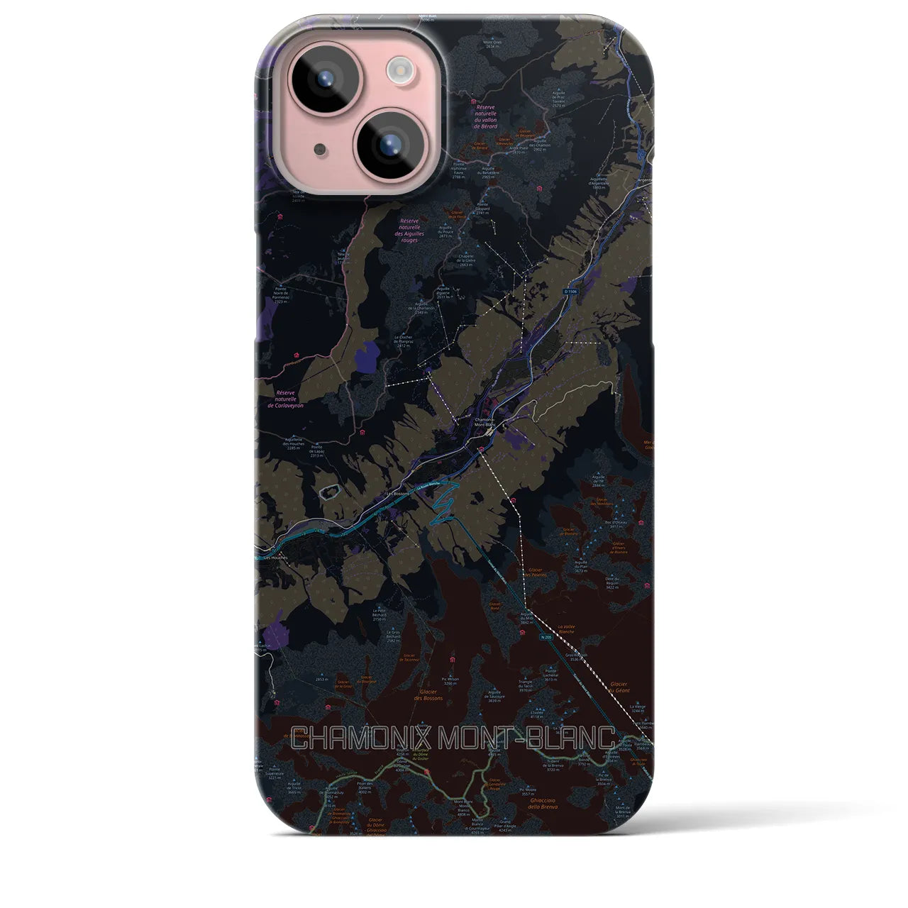 【シャモニー(フランス)】地図柄iPhoneケース(バックカバータイプ)