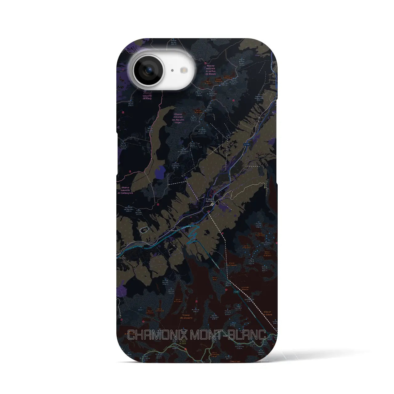 【シャモニー(フランス)】地図柄iPhoneケース(バックカバータイプ)