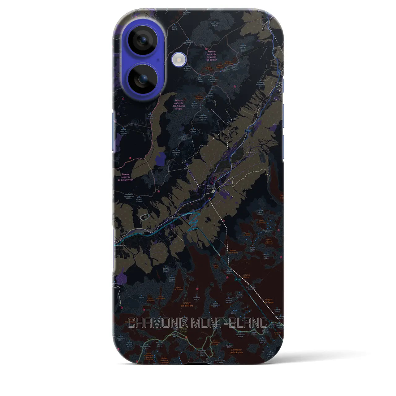 【シャモニー(フランス)】地図柄iPhoneケース(バックカバータイプ)