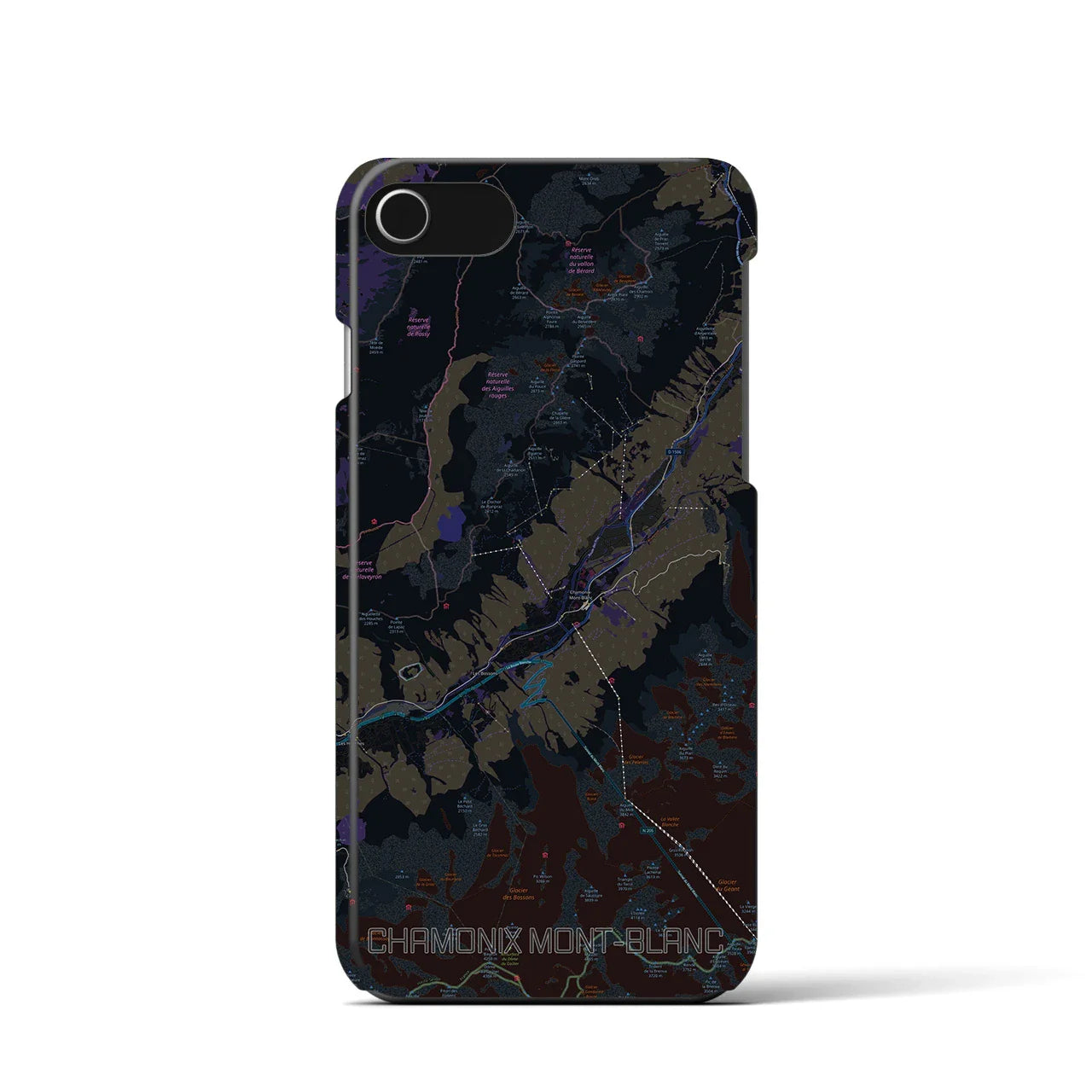 【シャモニー(フランス)】地図柄iPhoneケース(バックカバータイプ)