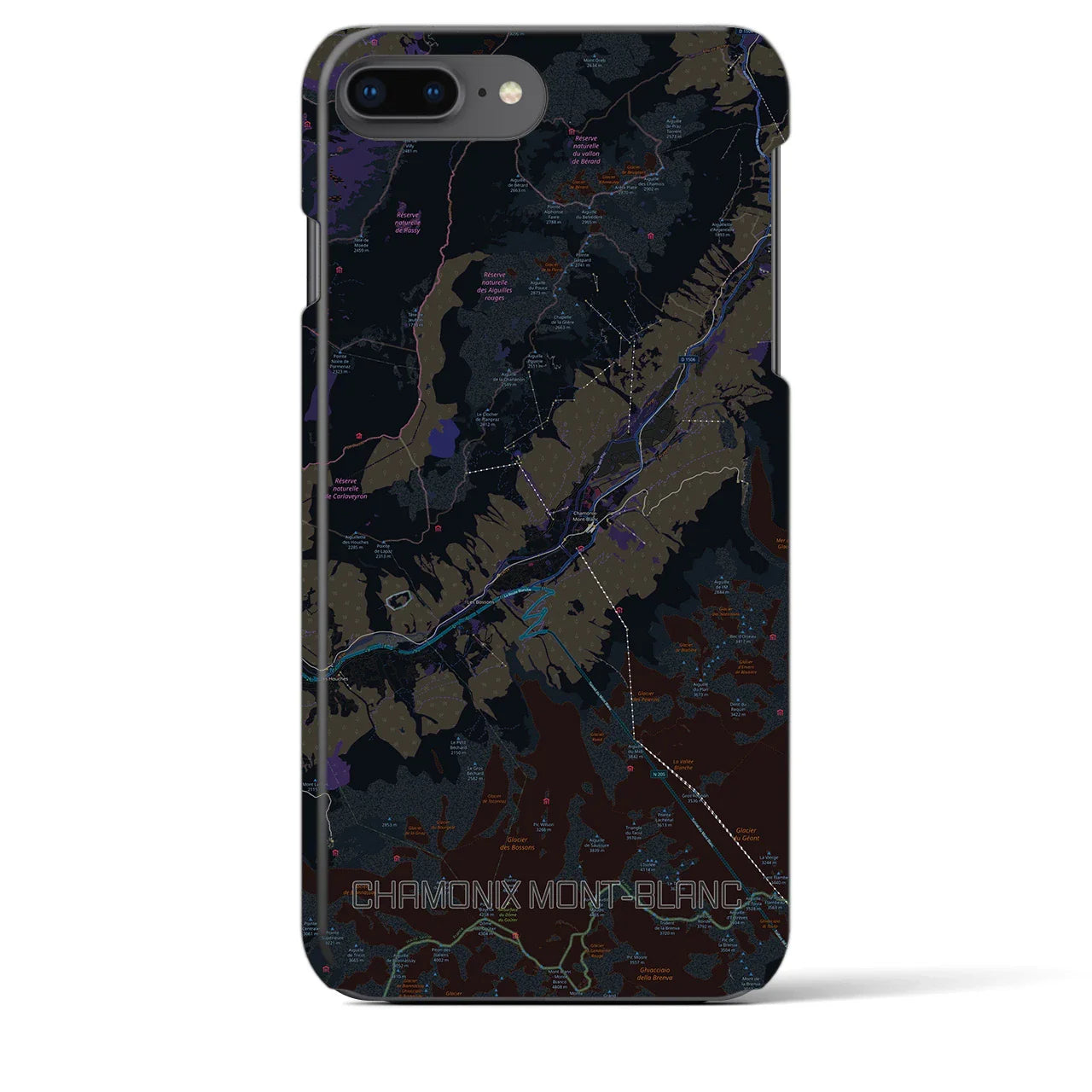 【シャモニー(フランス)】地図柄iPhoneケース(バックカバータイプ)