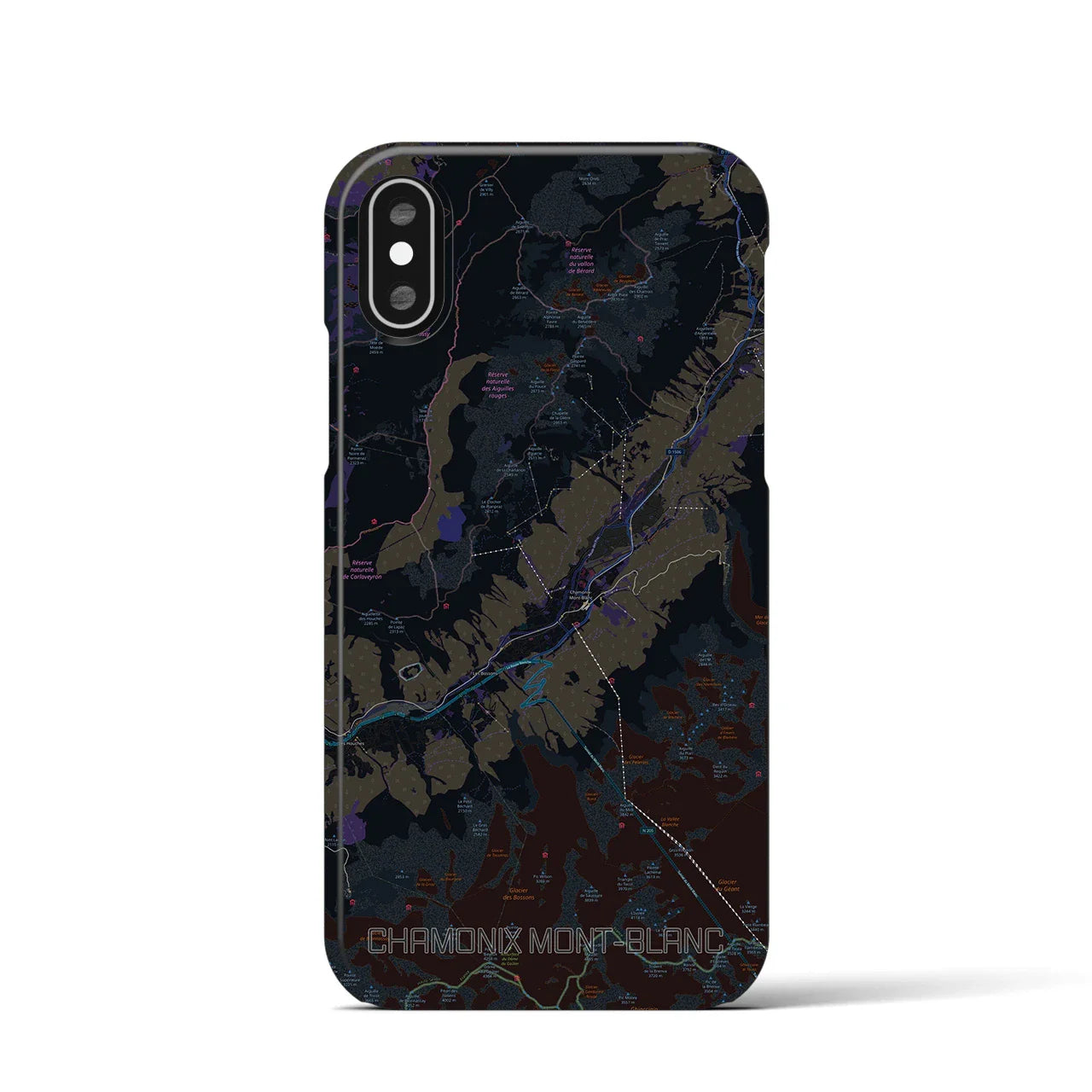【シャモニー(フランス)】地図柄iPhoneケース(バックカバータイプ)