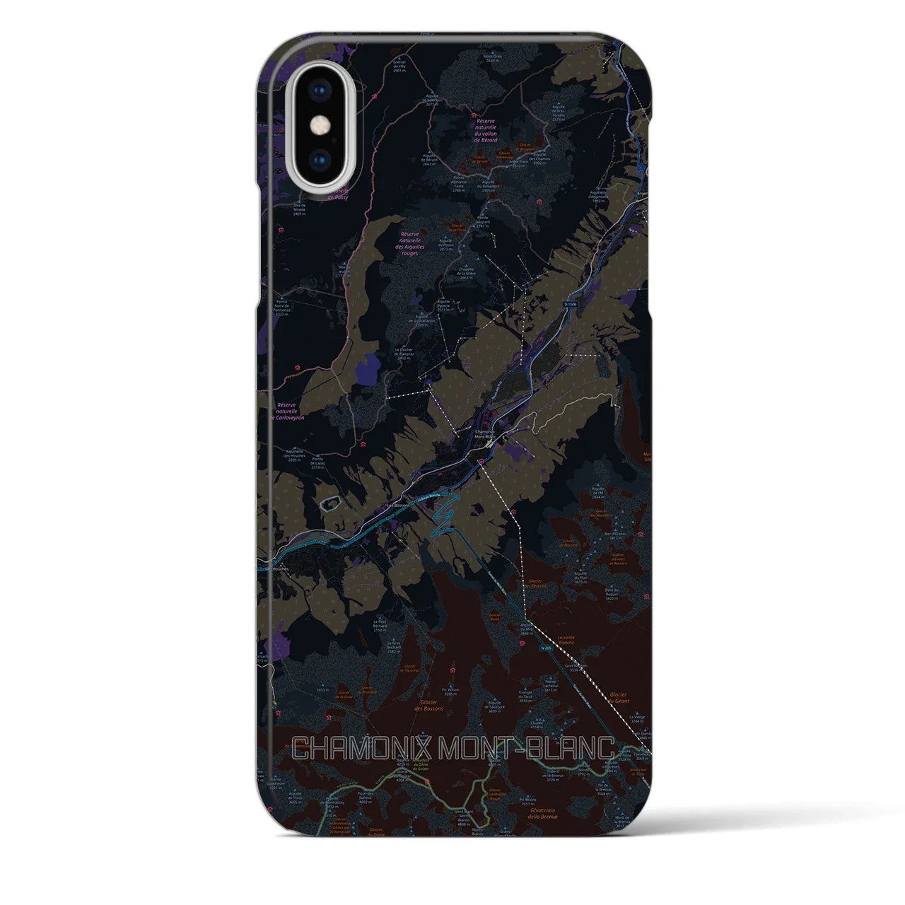 【シャモニー(フランス)】地図柄iPhoneケース(バックカバータイプ)