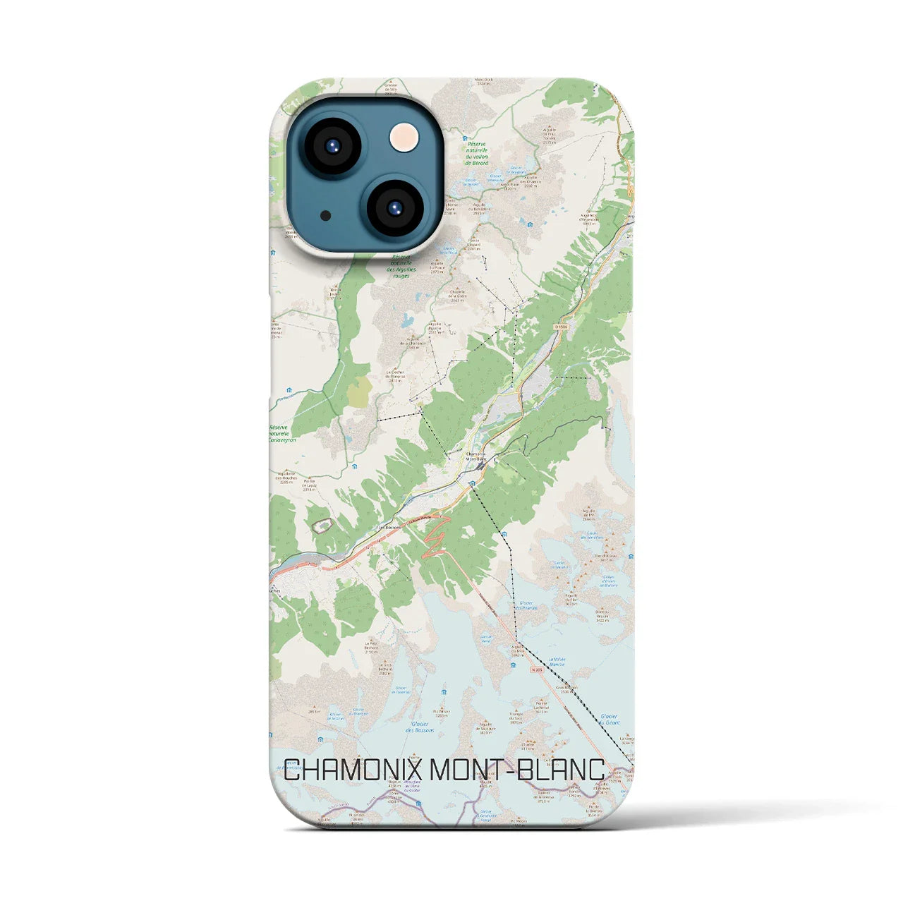 【シャモニー(フランス)】地図柄iPhoneケース(バックカバータイプ)