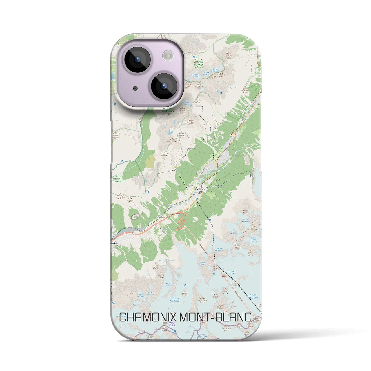 【シャモニー(フランス)】地図柄iPhoneケース(バックカバータイプ)