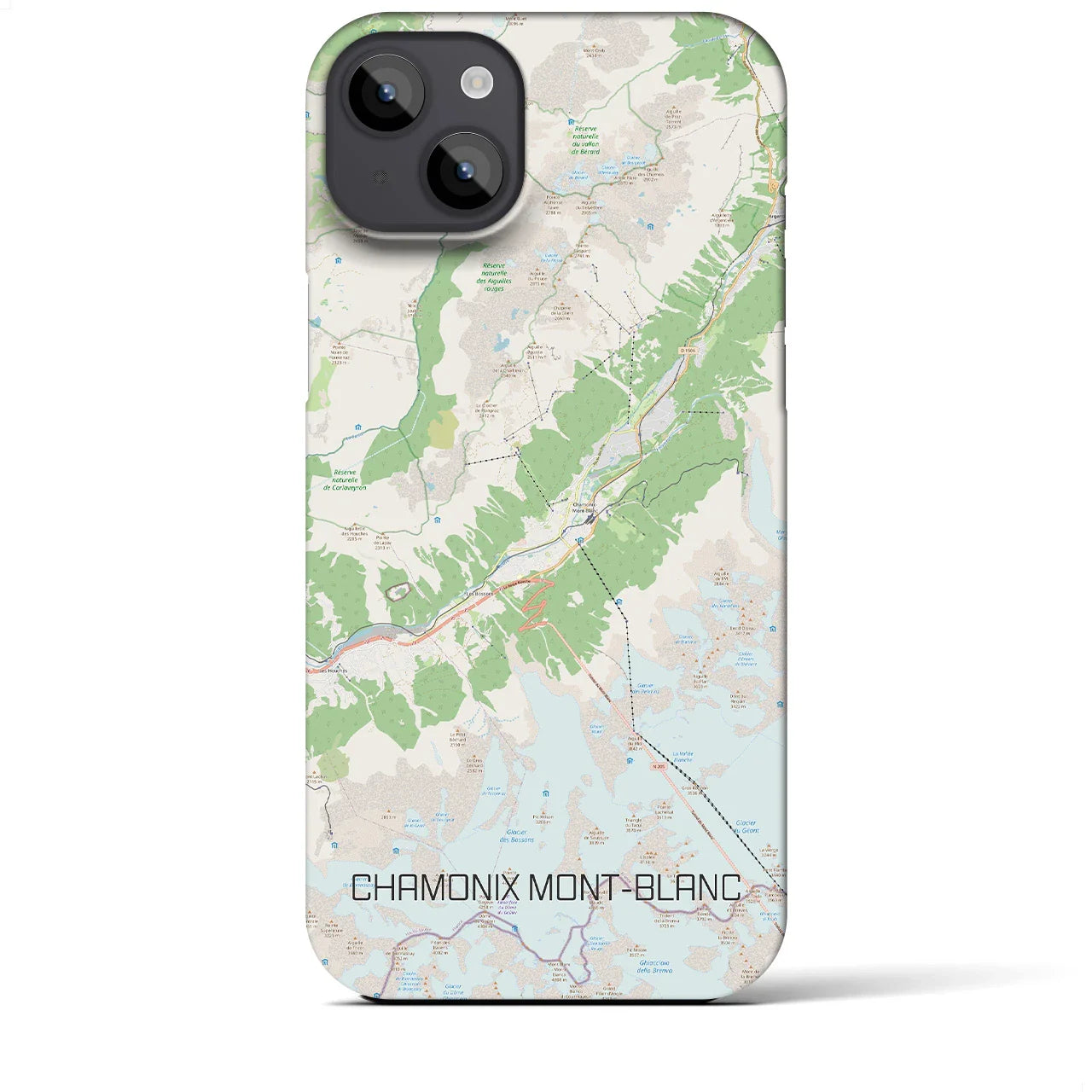 【シャモニー(フランス)】地図柄iPhoneケース(バックカバータイプ)