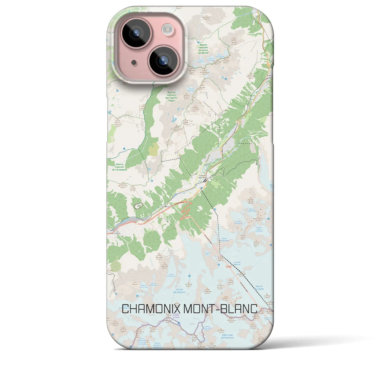 【シャモニー(フランス)】地図柄iPhoneケース(バックカバータイプ)