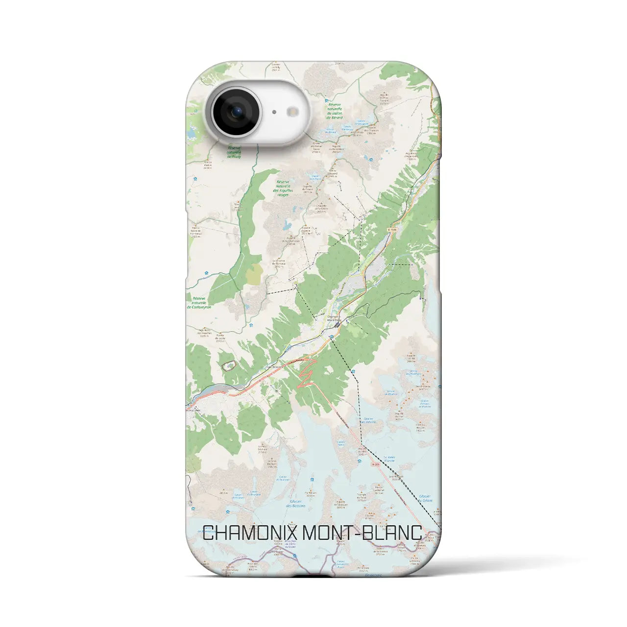 【シャモニー(フランス)】地図柄iPhoneケース(バックカバータイプ)