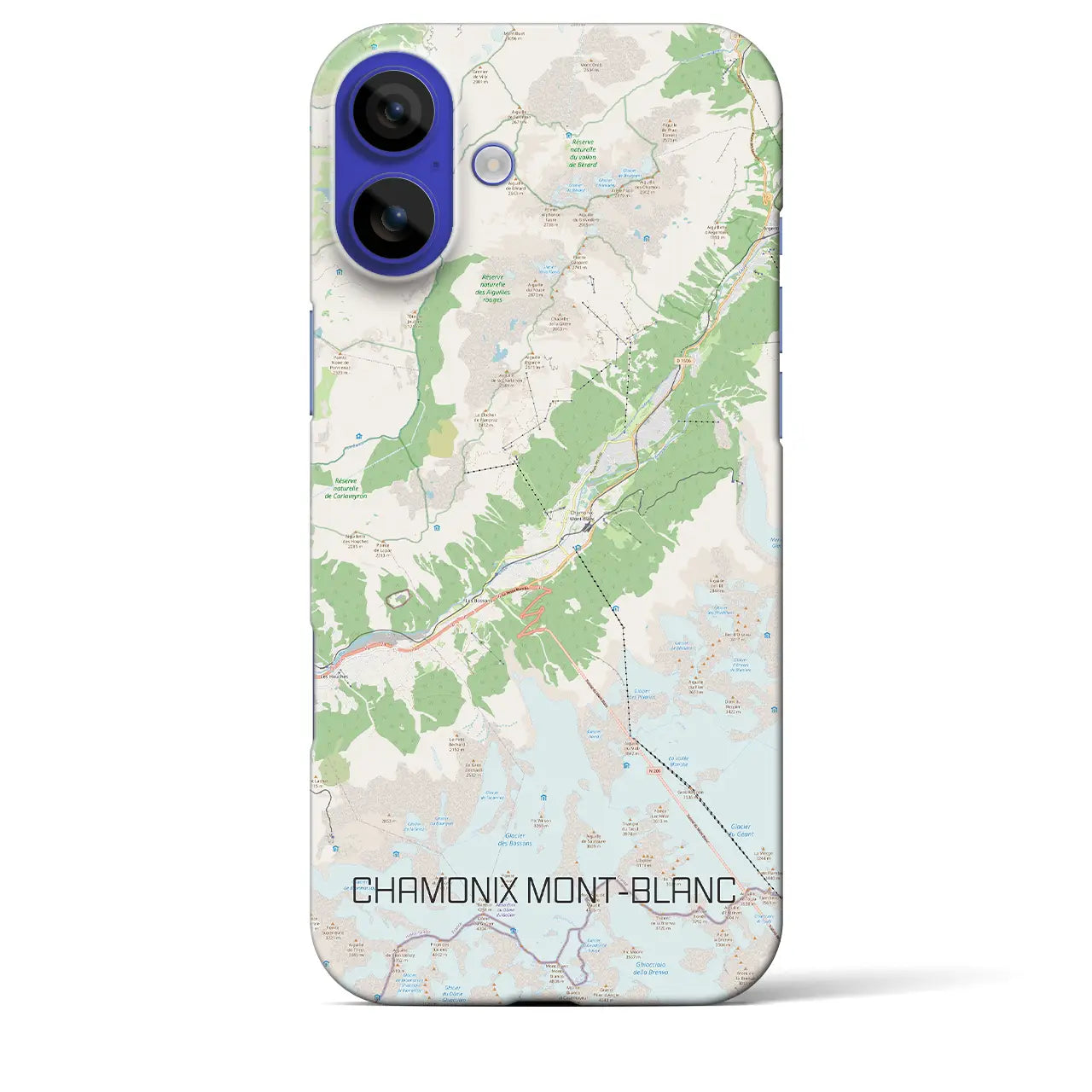 【シャモニー(フランス)】地図柄iPhoneケース(バックカバータイプ)ブラック・iPhone 16 Pro Max 用