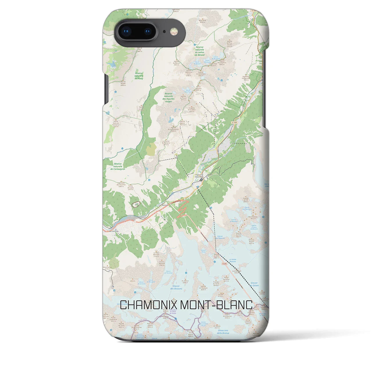 【シャモニー(フランス)】地図柄iPhoneケース(バックカバータイプ)