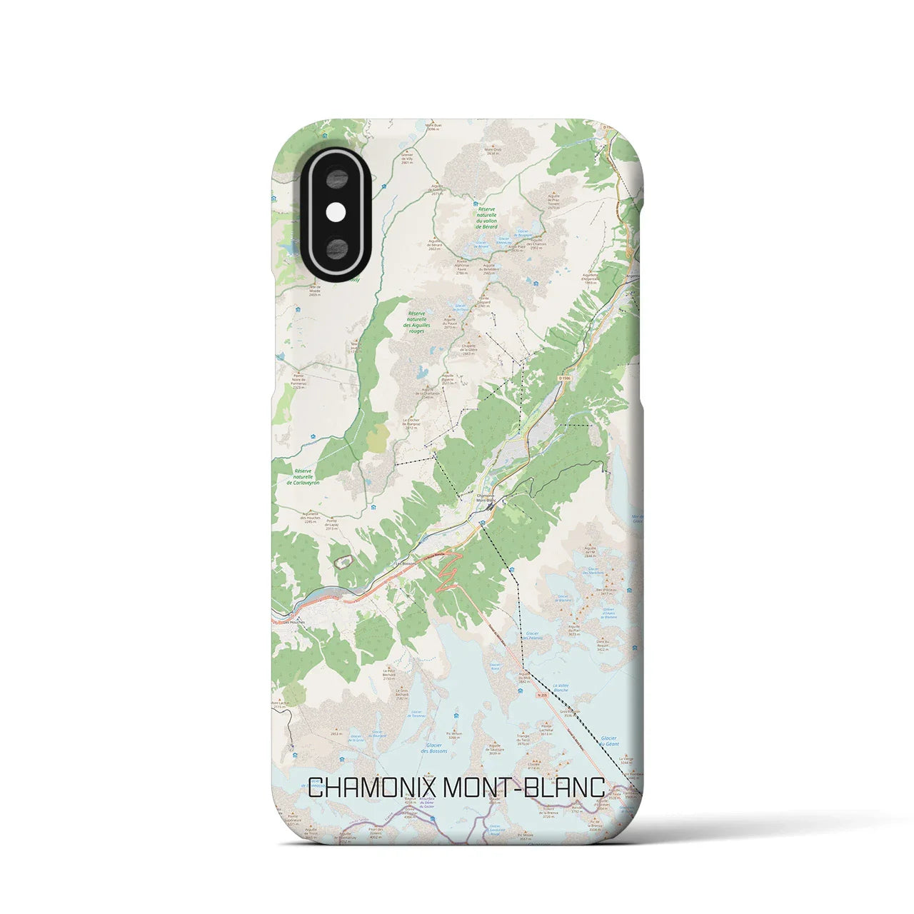 【シャモニー(フランス)】地図柄iPhoneケース(バックカバータイプ)