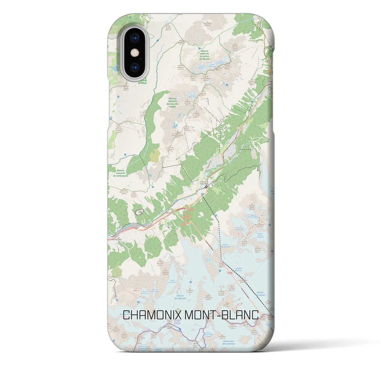 【シャモニー(フランス)】地図柄iPhoneケース(バックカバータイプ)