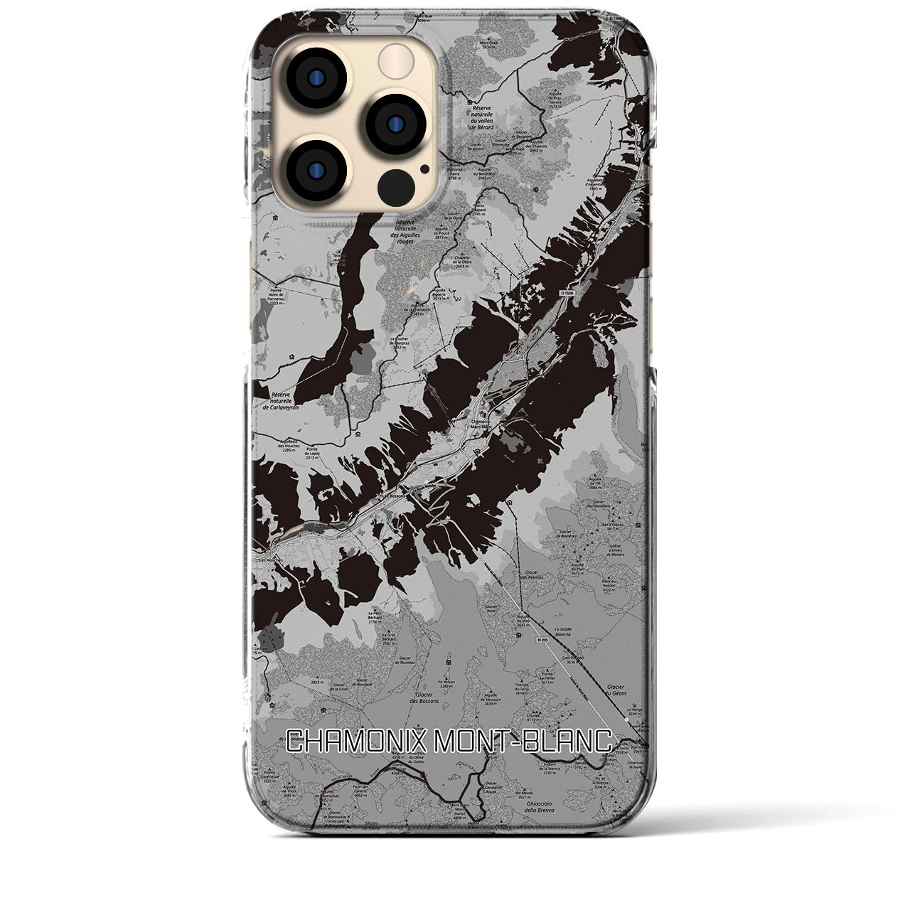 【シャモニー(フランス)】地図柄iPhoneケース(クリアタイプ)
