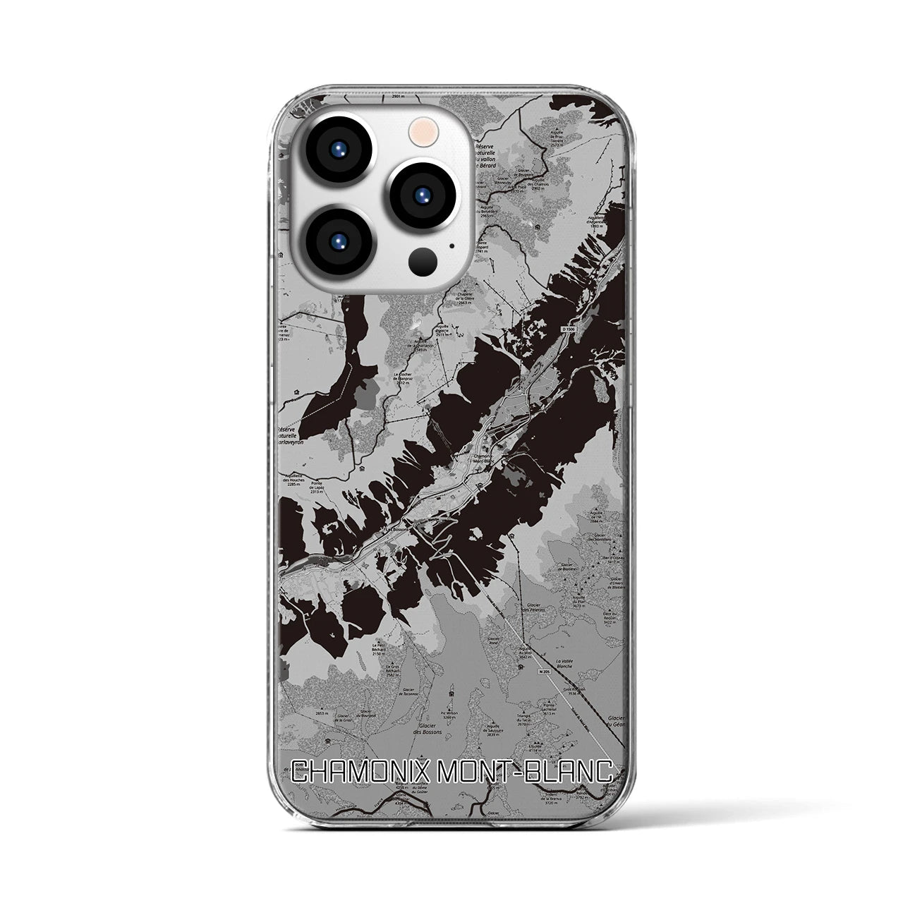 【シャモニー(フランス)】地図柄iPhoneケース(クリアタイプ)