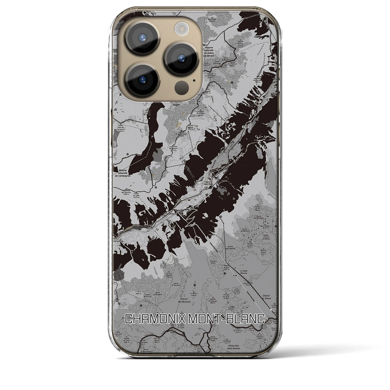 【シャモニー(フランス)】地図柄iPhoneケース(クリアタイプ)