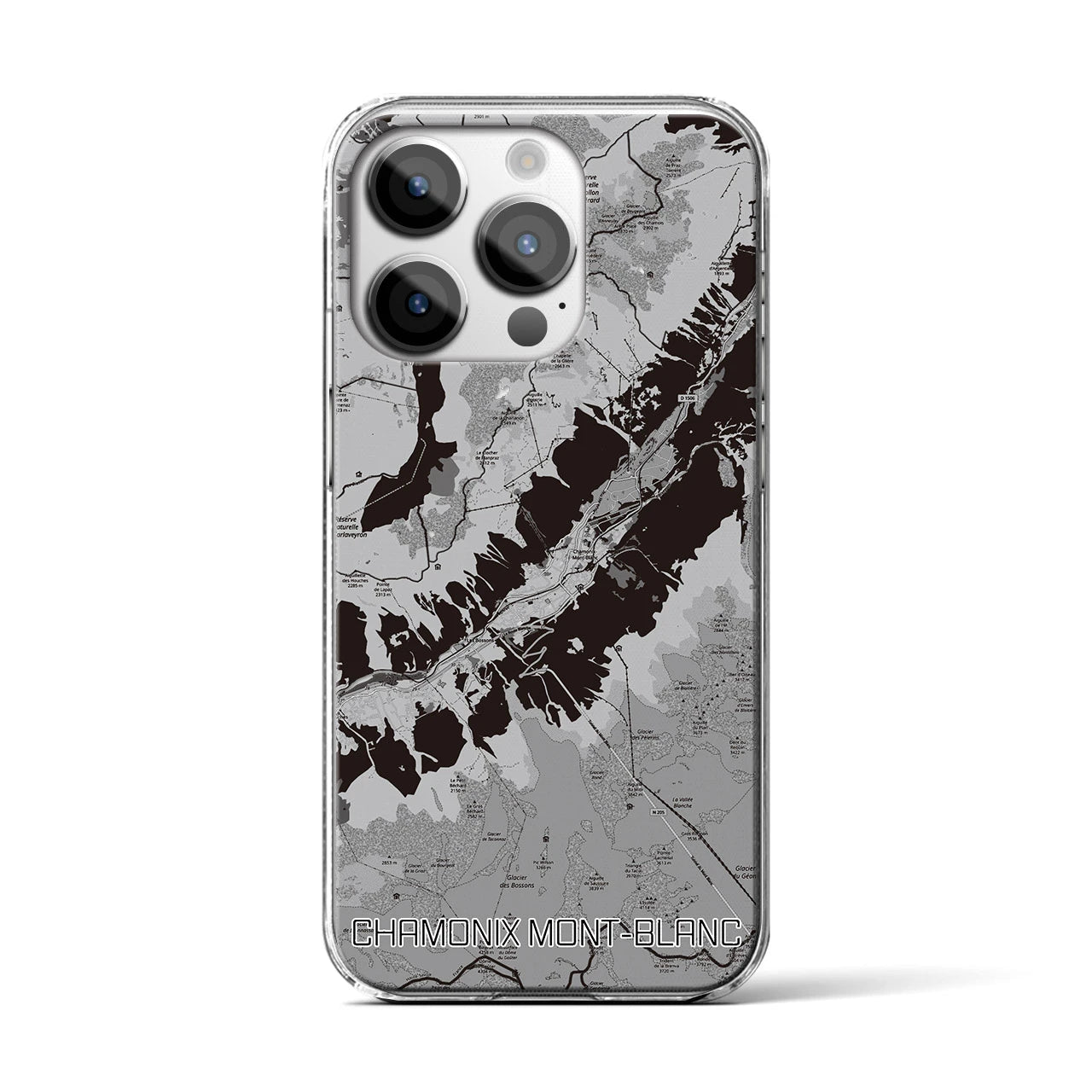 【シャモニー(フランス)】地図柄iPhoneケース(クリアタイプ)