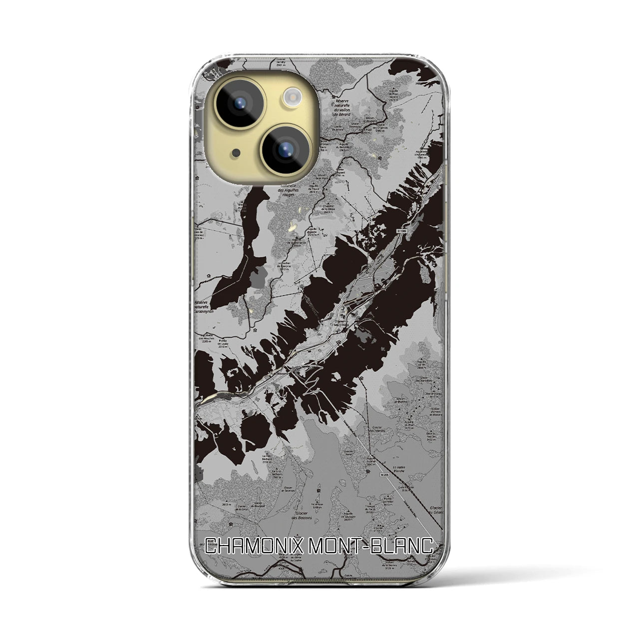 【シャモニー(フランス)】地図柄iPhoneケース(クリアタイプ)