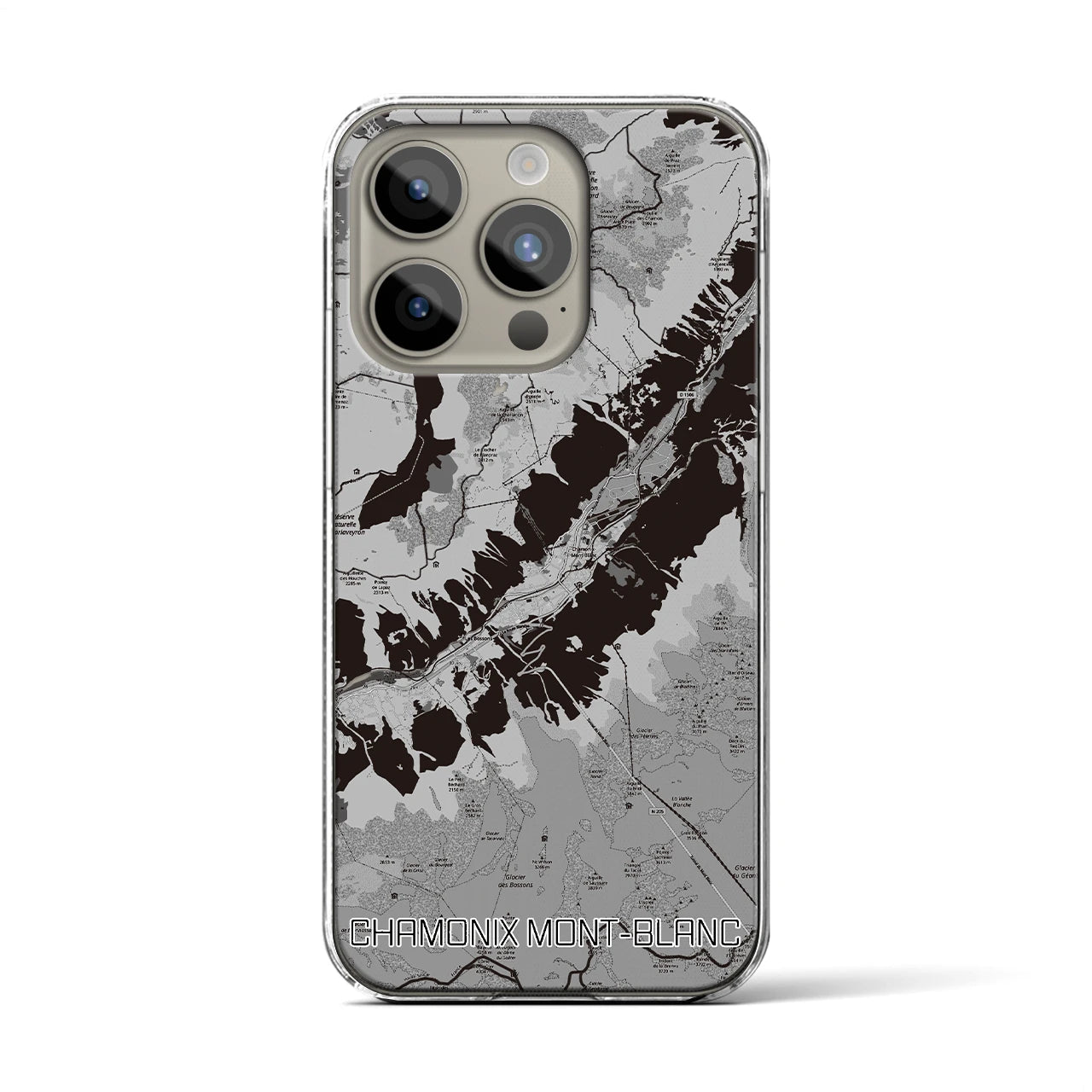 【シャモニー(フランス)】地図柄iPhoneケース(クリアタイプ)