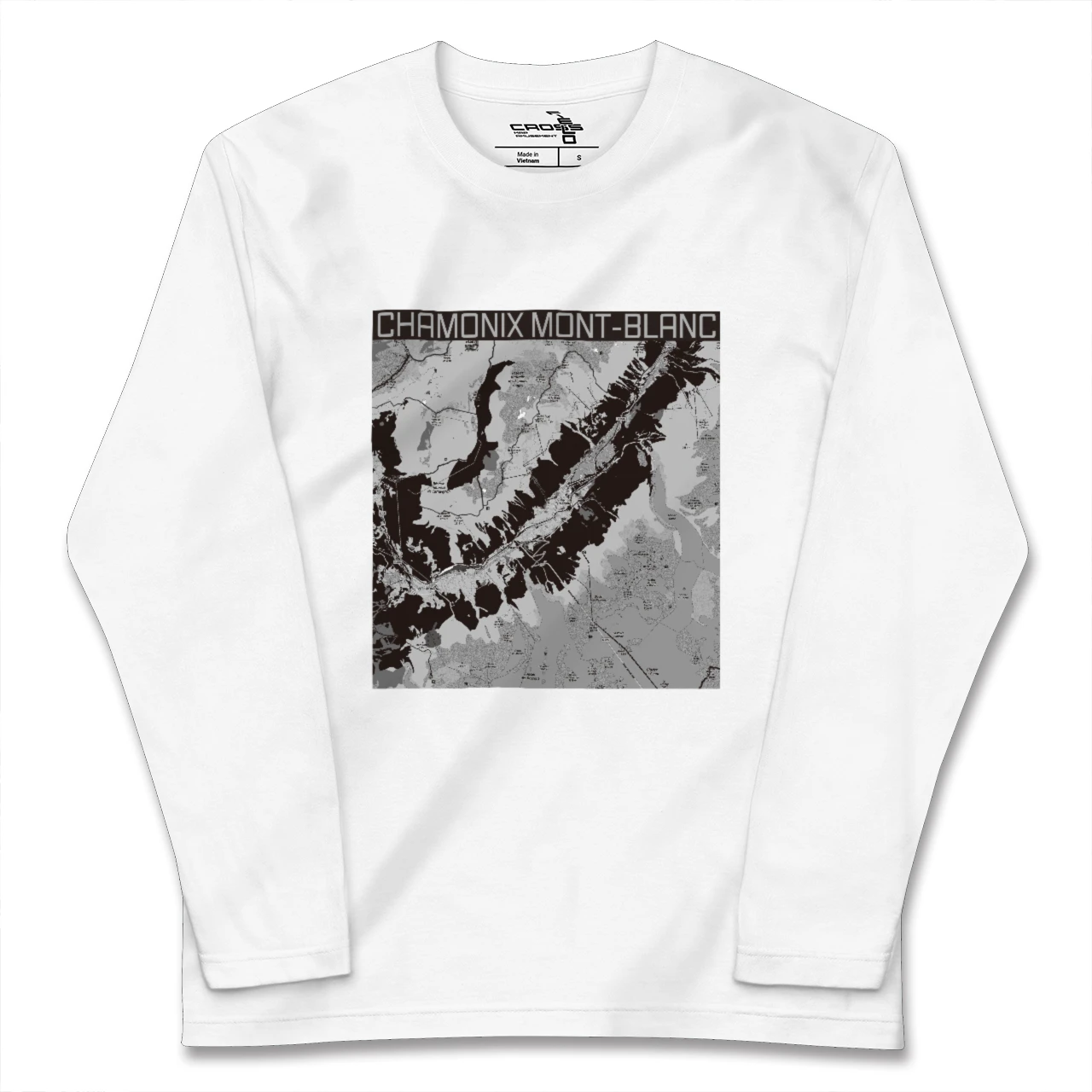【シャモニー(フランス)】地図柄ロングスリーブTシャツ