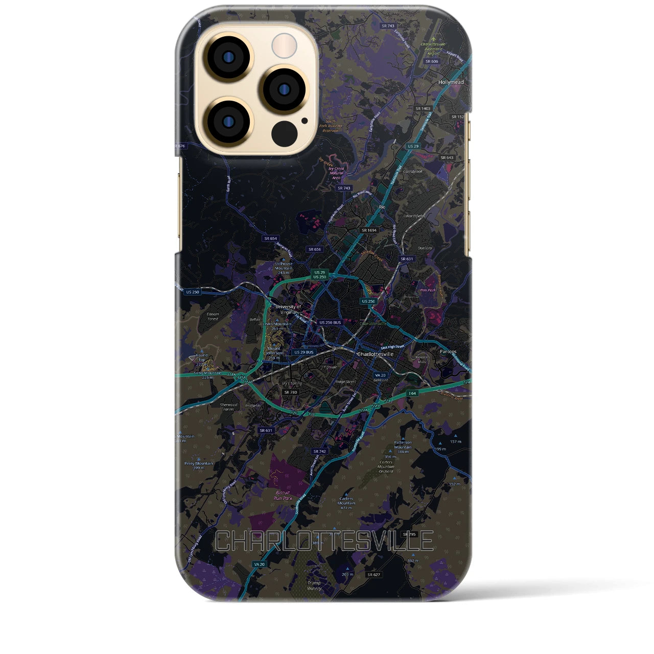 【シャーロッツビル(アメリカ)】地図柄iPhoneケース(バックカバータイプ)