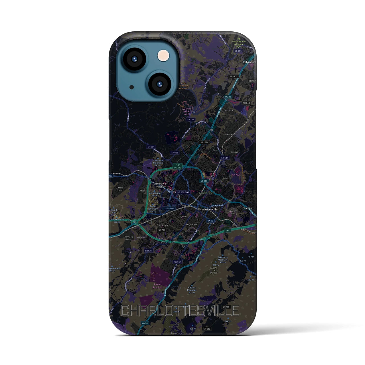 【シャーロッツビル(アメリカ)】地図柄iPhoneケース(バックカバータイプ)