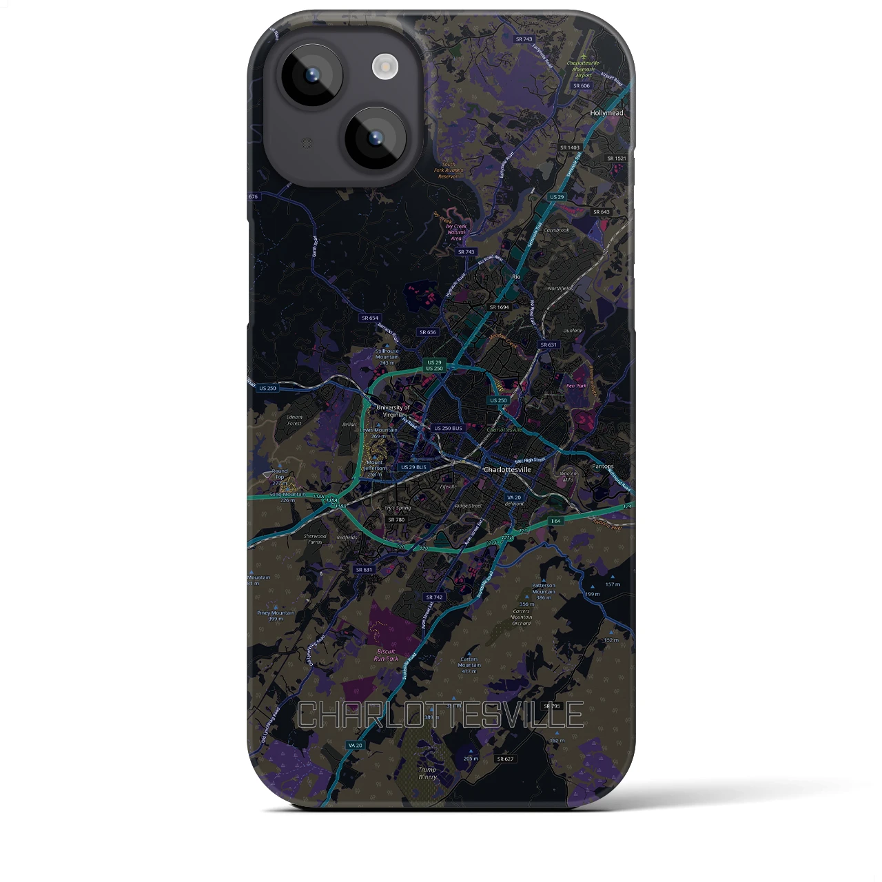 【シャーロッツビル(アメリカ)】地図柄iPhoneケース(バックカバータイプ)