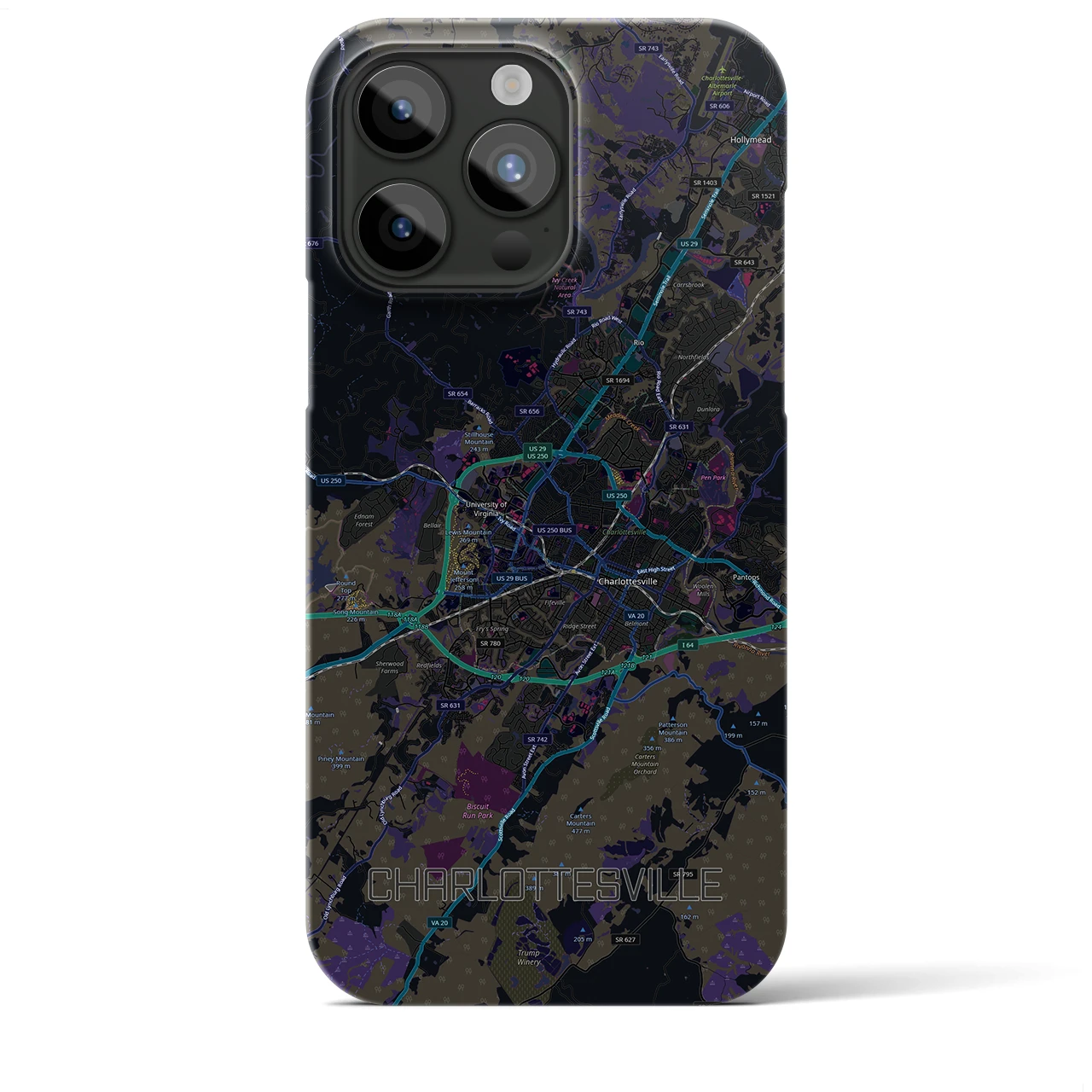 【シャーロッツビル(アメリカ)】地図柄iPhoneケース(バックカバータイプ)