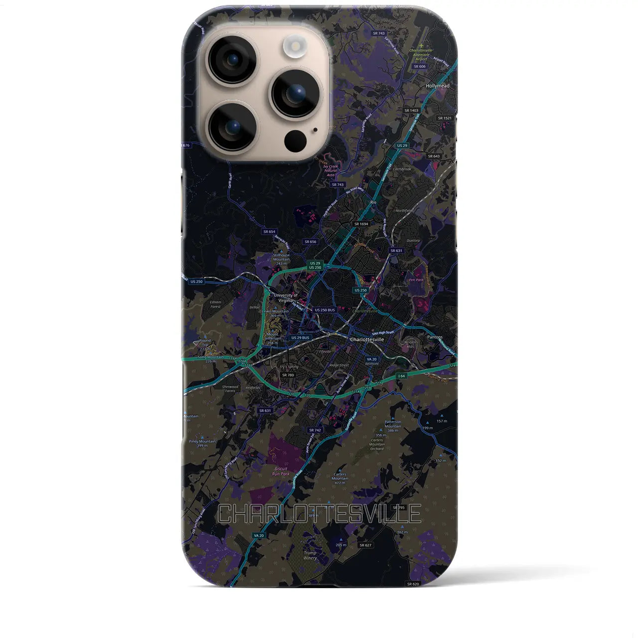 【シャーロッツビル(アメリカ)】地図柄iPhoneケース(バックカバータイプ)