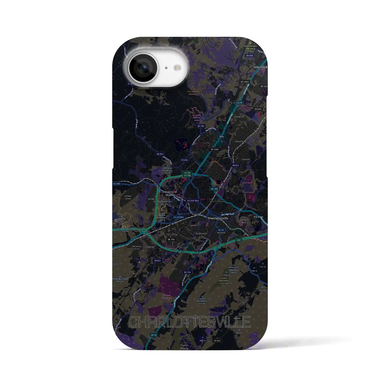 【シャーロッツビル(アメリカ)】地図柄iPhoneケース(バックカバータイプ)