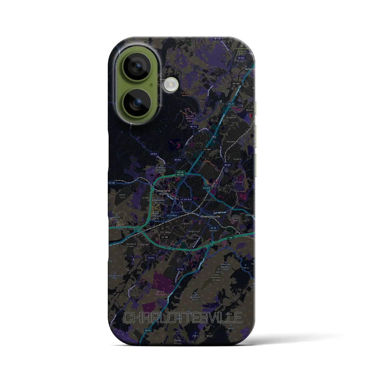 【シャーロッツビル(アメリカ)】地図柄iPhoneケース(バックカバータイプ)