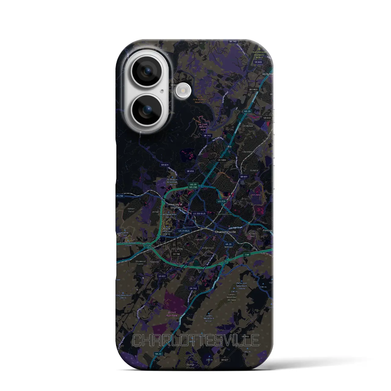 【シャーロッツビル(アメリカ)】地図柄iPhoneケース(バックカバータイプ)