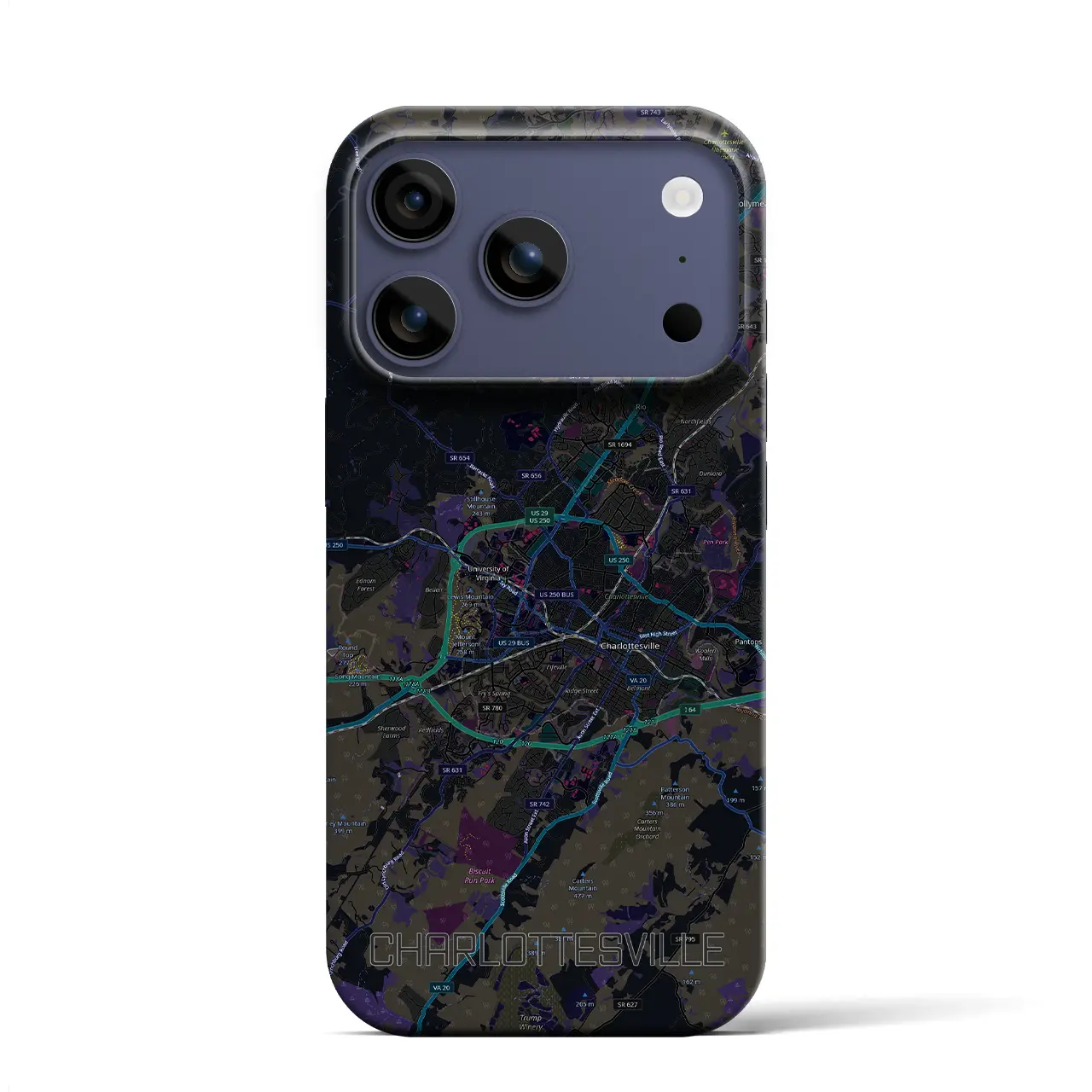 【シャーロッツビル(アメリカ)】地図柄iPhoneケース(バックカバータイプ)