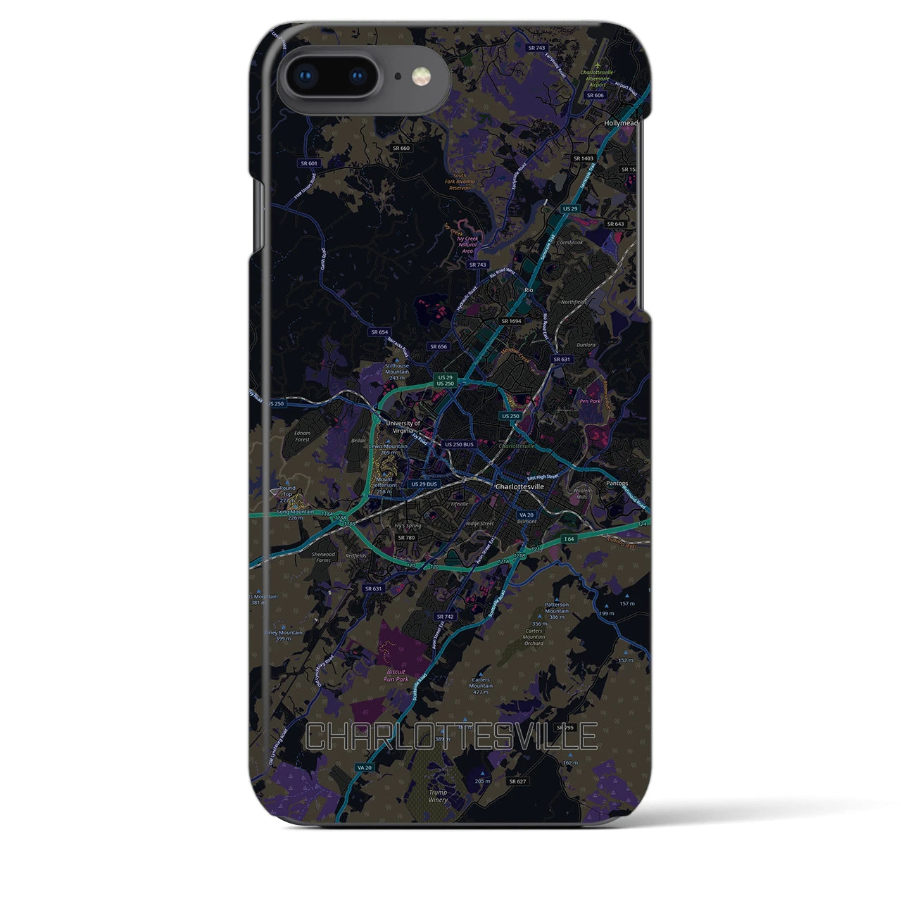 【シャーロッツビル(アメリカ)】地図柄iPhoneケース(バックカバータイプ)