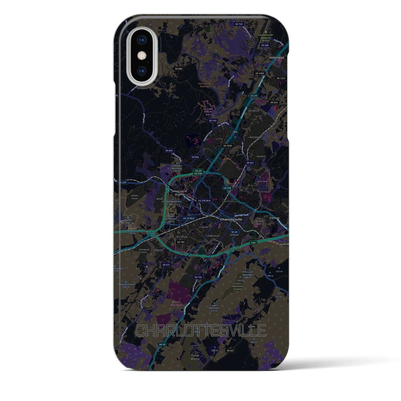 【シャーロッツビル(アメリカ)】地図柄iPhoneケース(バックカバータイプ)