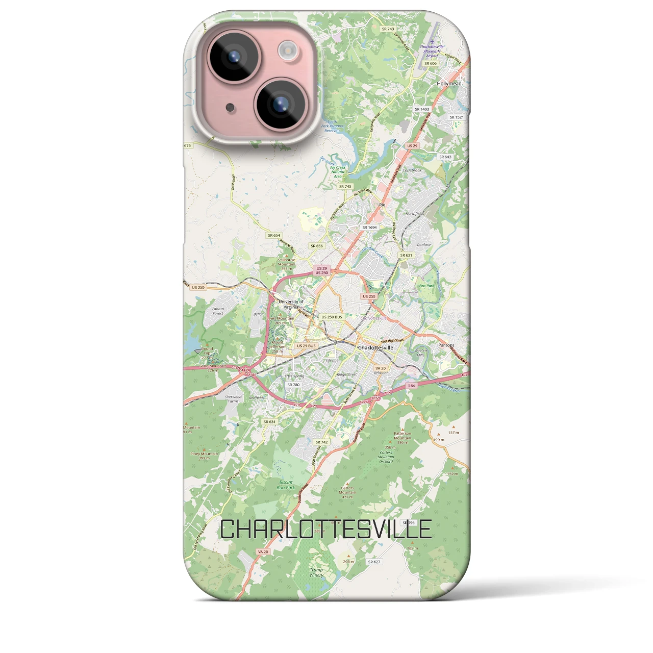 【シャーロッツビル(アメリカ)】地図柄iPhoneケース(バックカバータイプ)