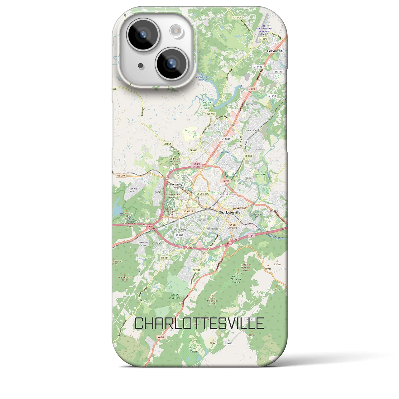 【シャーロッツビル(アメリカ)】地図柄iPhoneケース(バックカバータイプ)