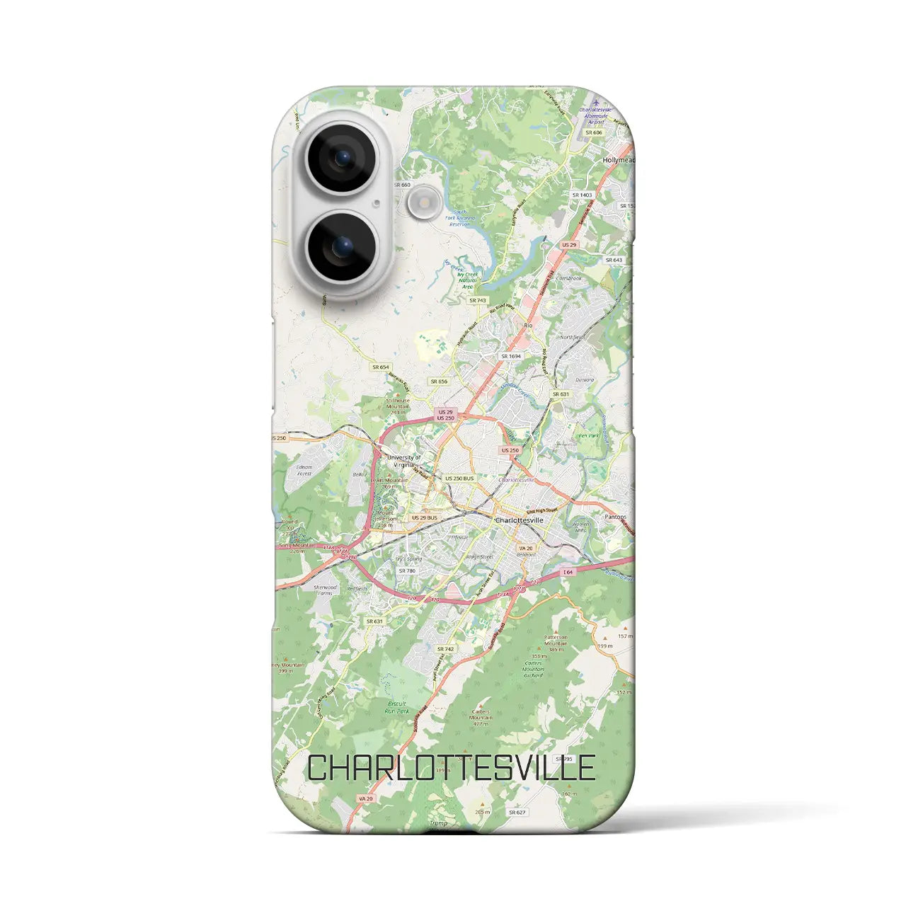 【シャーロッツビル(アメリカ)】地図柄iPhoneケース(バックカバータイプ)