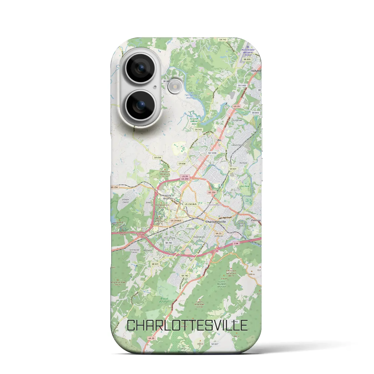 【シャーロッツビル(アメリカ)】地図柄iPhoneケース(バックカバータイプ)