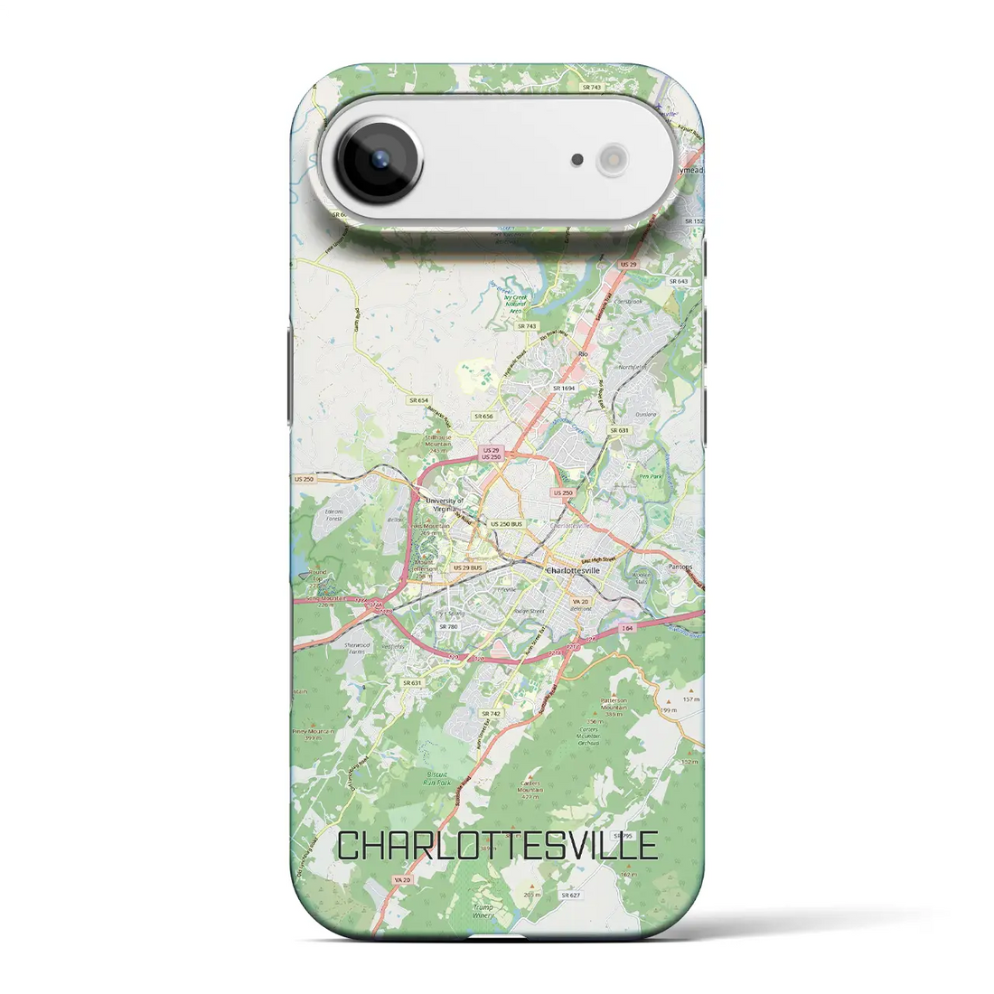 【シャーロッツビル(アメリカ)】地図柄iPhoneケース(バックカバータイプ)ナチュラル・iPhone 17 Pro Max 用