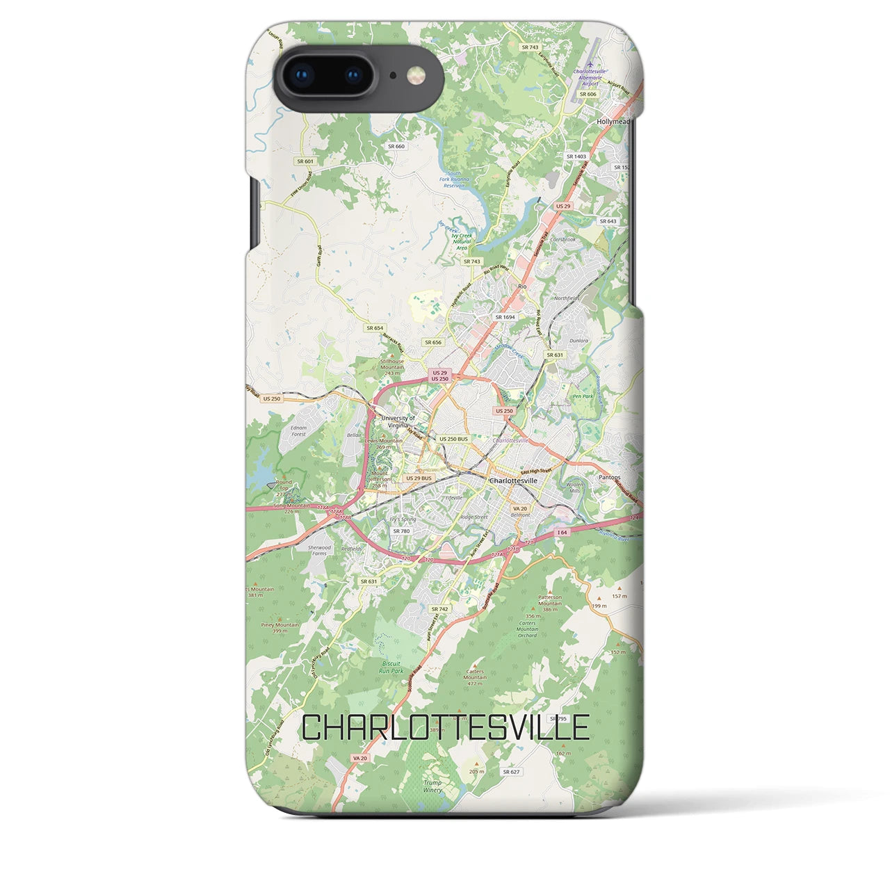 【シャーロッツビル(アメリカ)】地図柄iPhoneケース(バックカバータイプ)