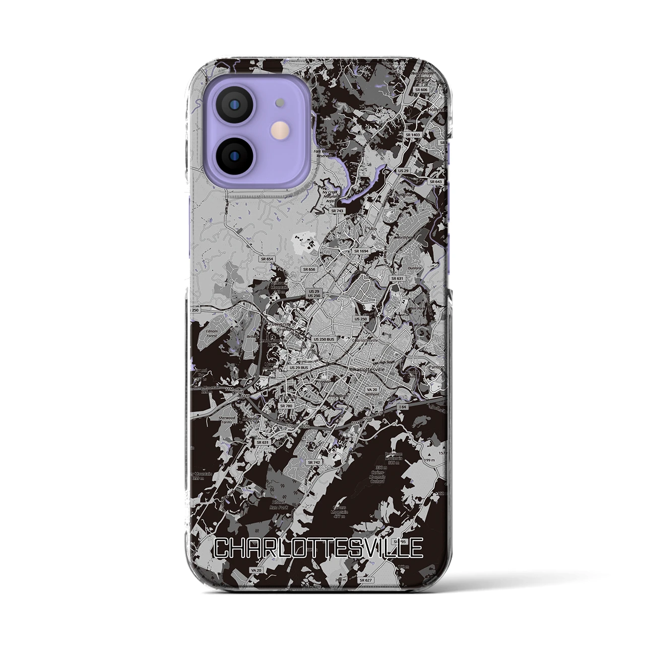 【シャーロッツビル(アメリカ)】地図柄iPhoneケース(クリアタイプ)