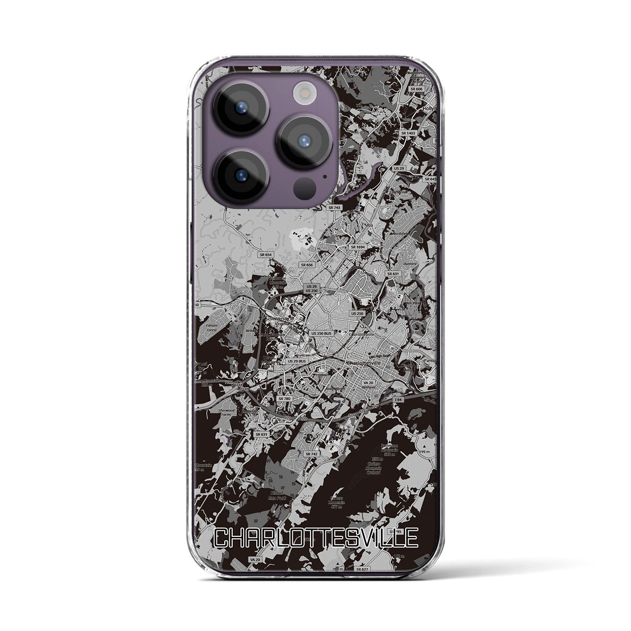 【シャーロッツビル(アメリカ)】地図柄iPhoneケース(クリアタイプ)