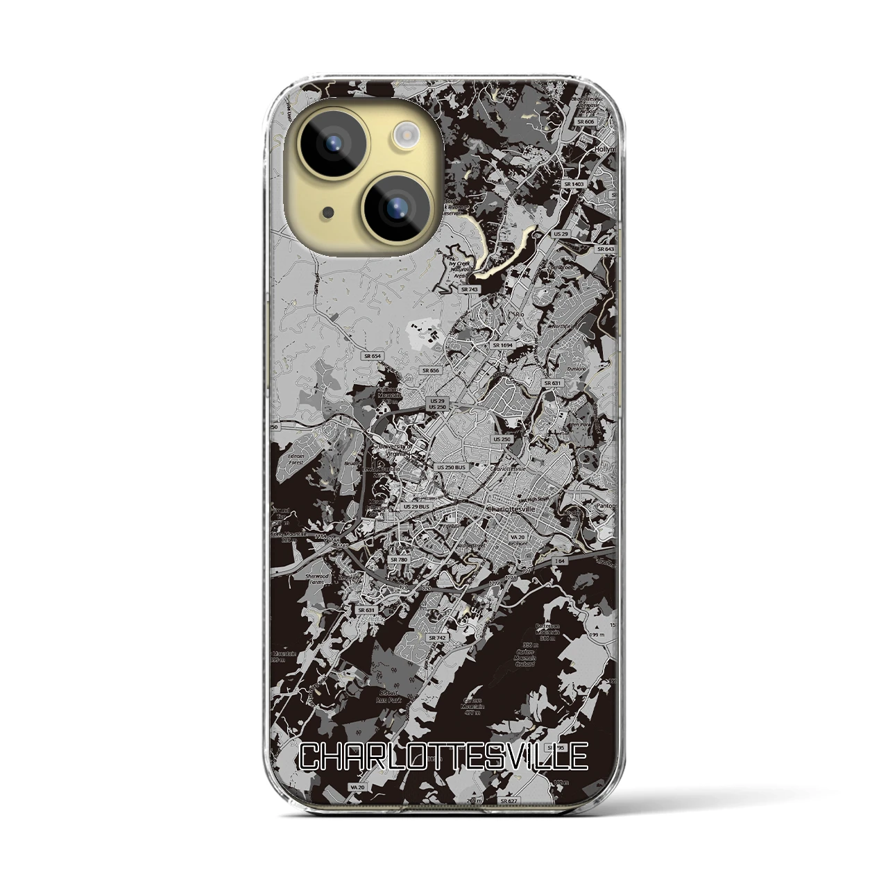 【シャーロッツビル(アメリカ)】地図柄iPhoneケース(クリアタイプ)