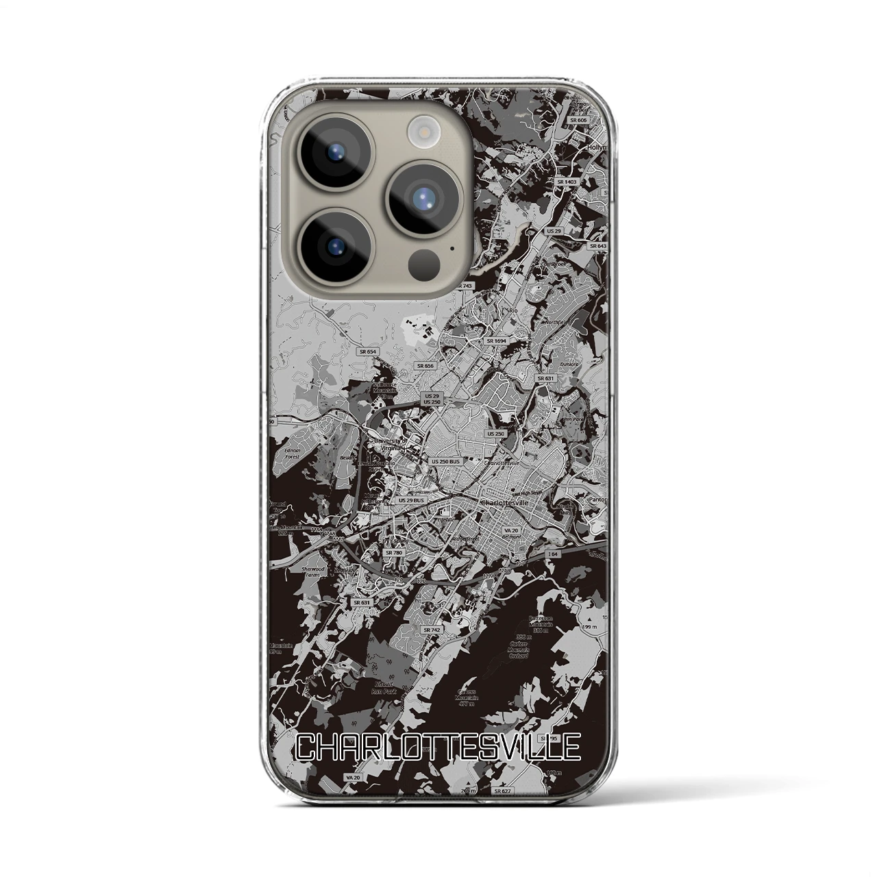 【シャーロッツビル(アメリカ)】地図柄iPhoneケース(クリアタイプ)