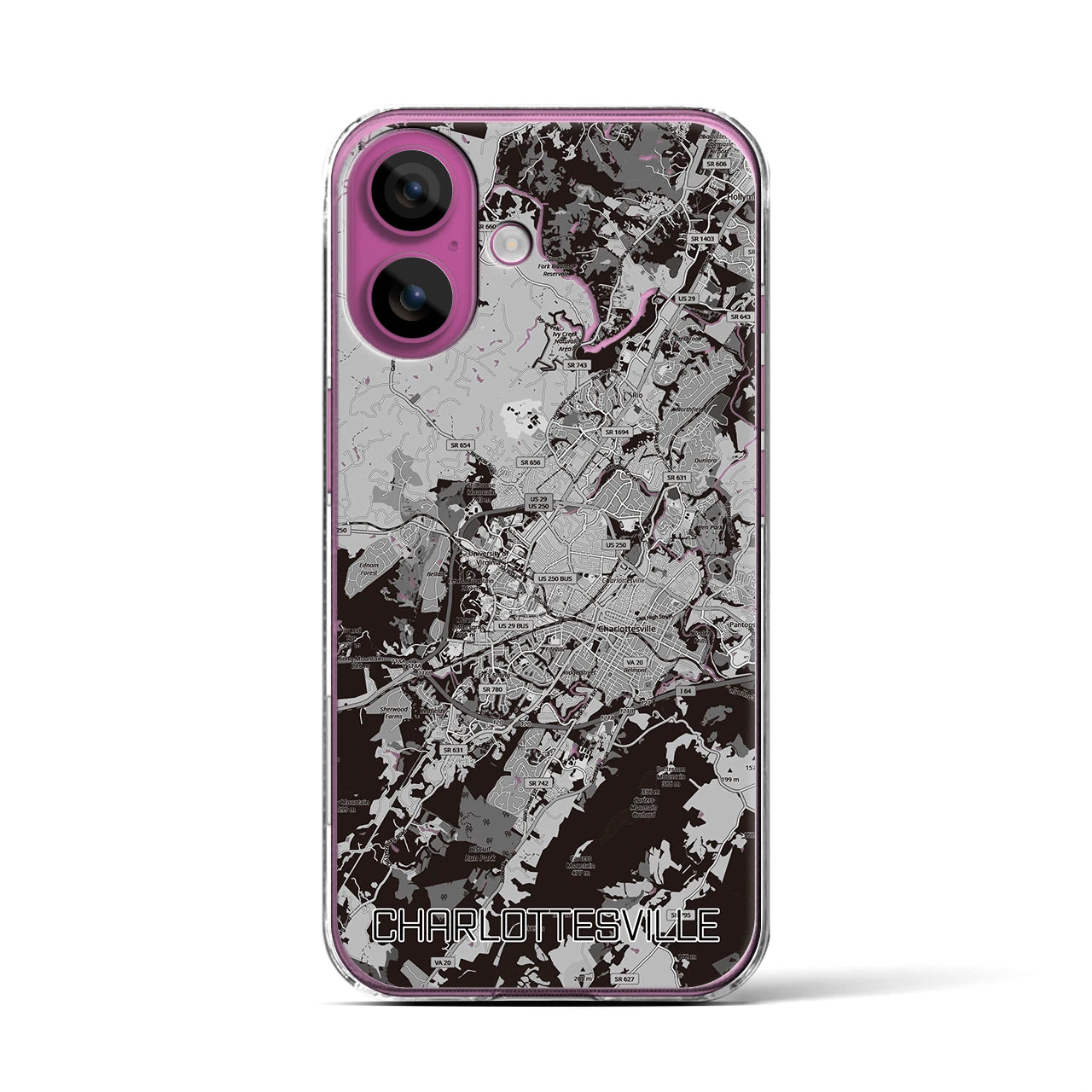 【シャーロッツビル(アメリカ)】地図柄iPhoneケース(クリアタイプ)